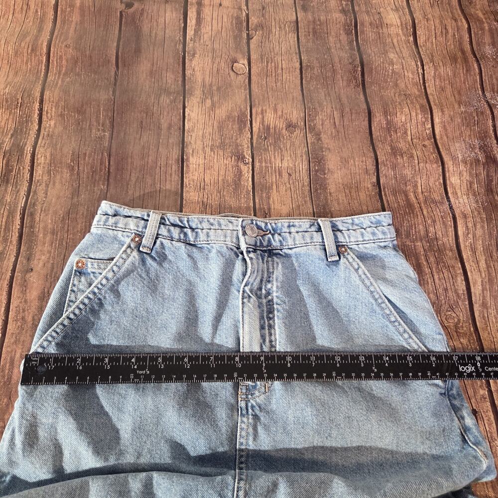 Free People Denim Skirt Women 25 Blue Wild Roses Midi Pockets Front Slit - Picture 3 of 12